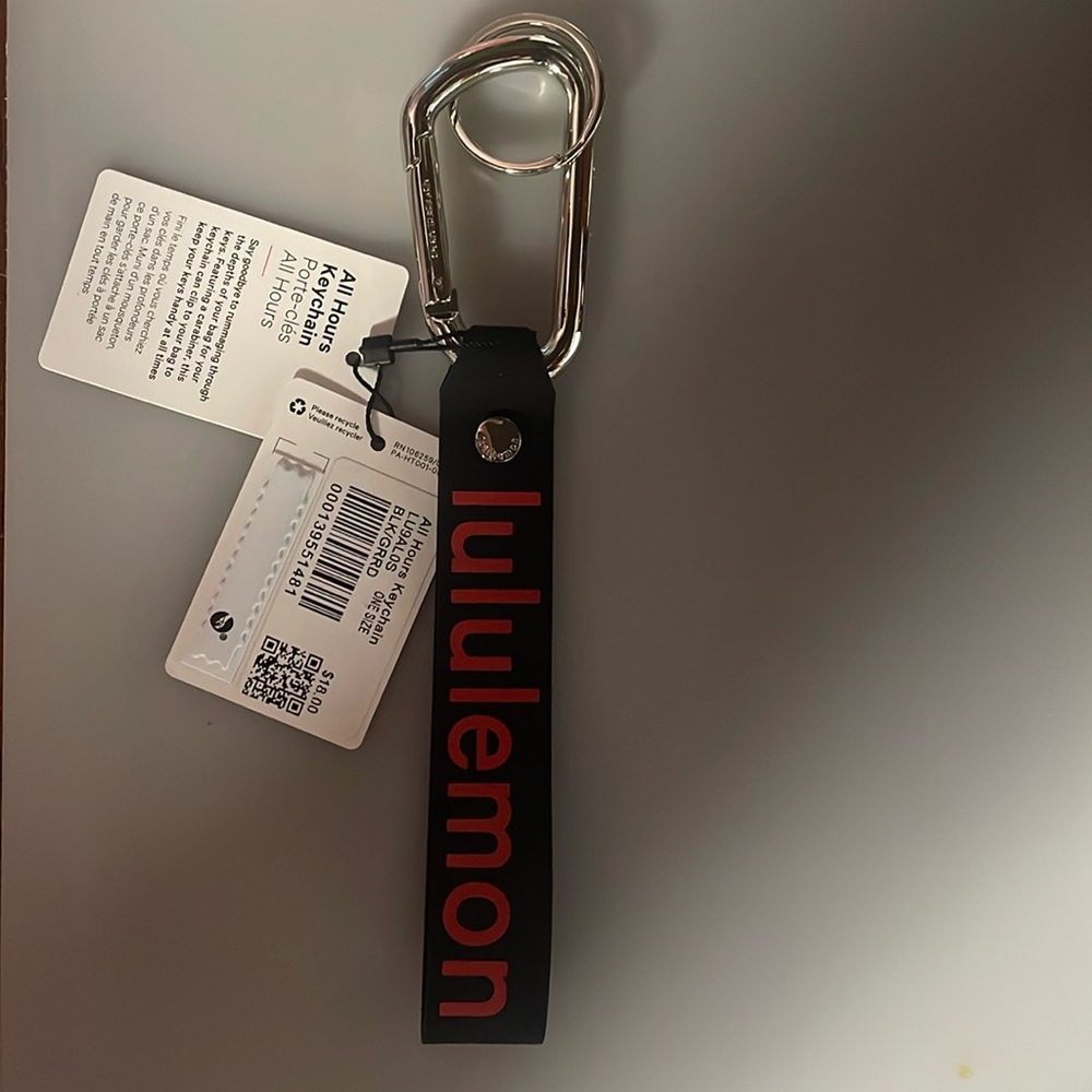 Lululemon All Hours Keychain - New w Tags - Black with red logo